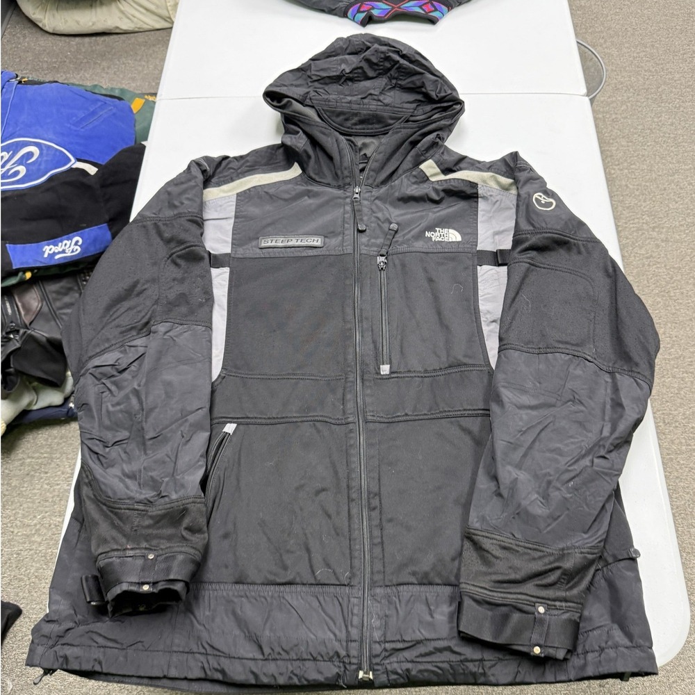 The North Face Steep Tech Jacket Mens 3XL Black Grey Hooded Full Zip Shell